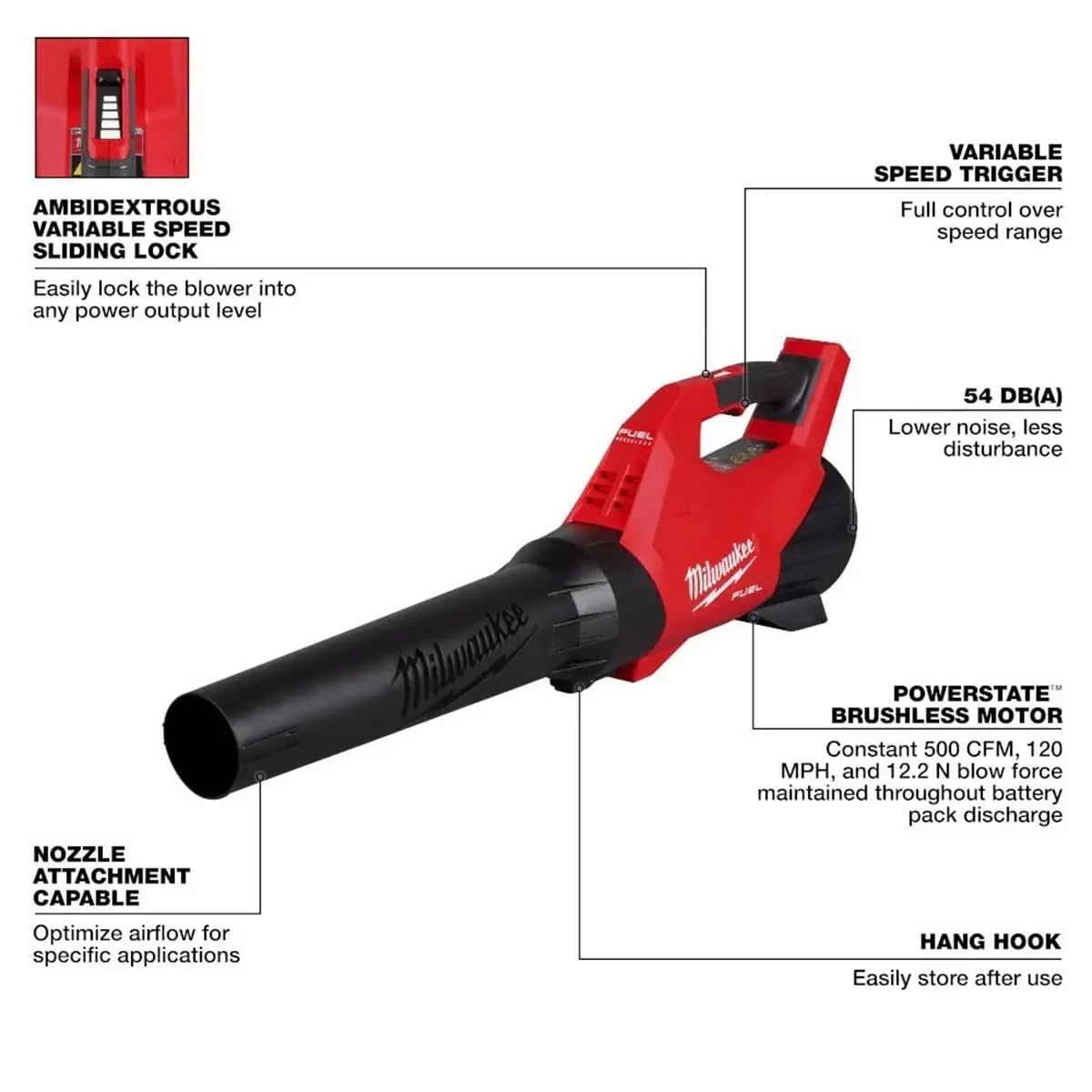 Milwaukee M18 FUEL Blower tool-only, in use for efficient outdoor cleanup.