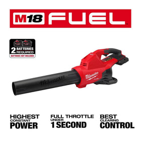 Milwaukee M18 FUEL dual battery blower side view highlighting compact profile and maneuverability