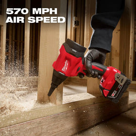 Milwaukee M18TRADE Brushless Precision Blower in action delivering targeted airflow