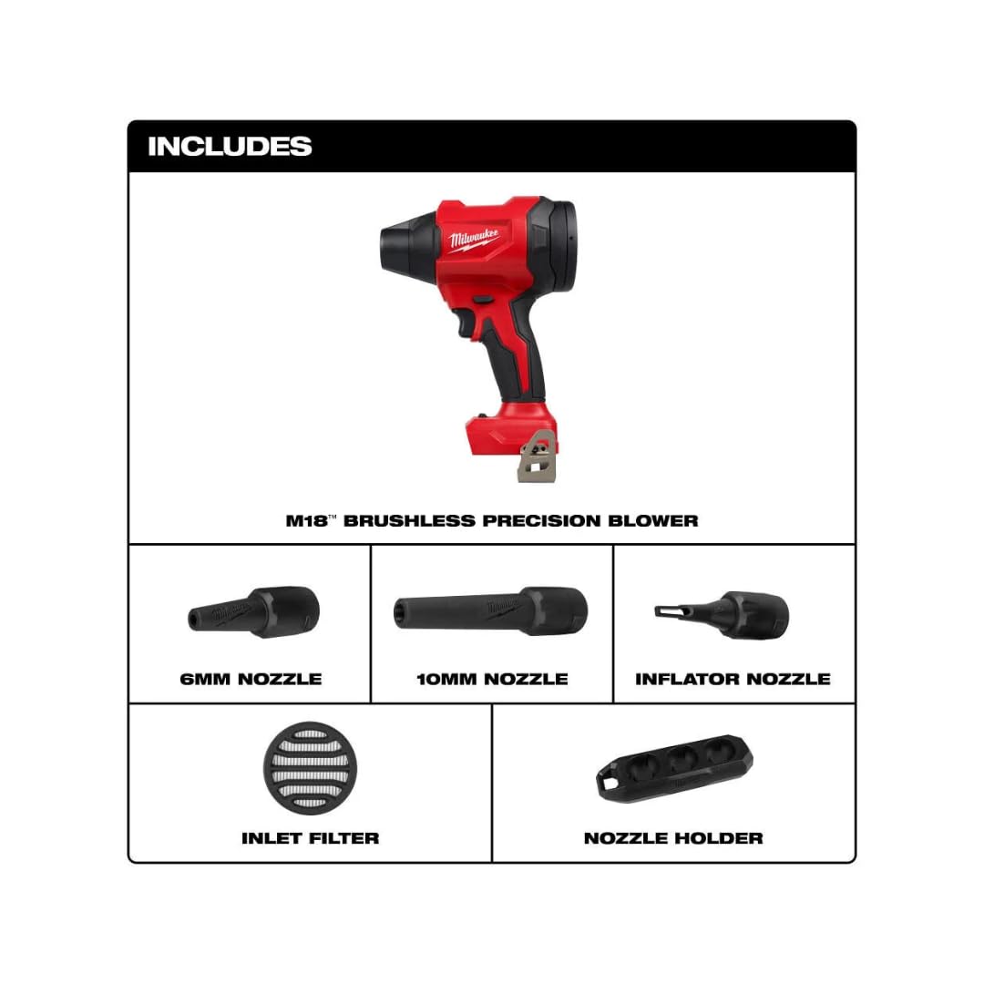 Milwaukee M18TRADE Brushless Precision Blower side view showing ergonomic design for HVAC tasks