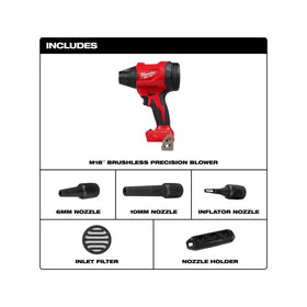 Milwaukee M18TRADE Brushless Precision Blower side view showing ergonomic design for HVAC tasks