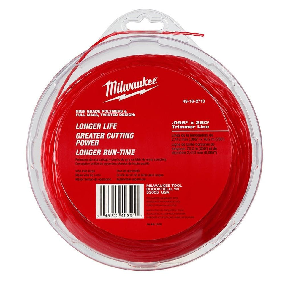 Milwaukee 49-16-2713 trimmer line for durable lawn trimming.