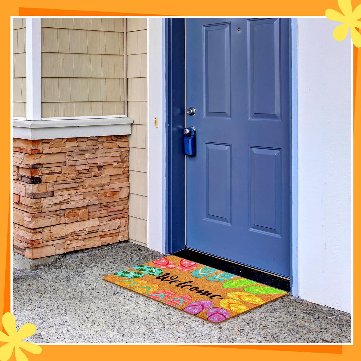 Mindsoft 18x30-inch welcome mat fits standard doorways and entryways