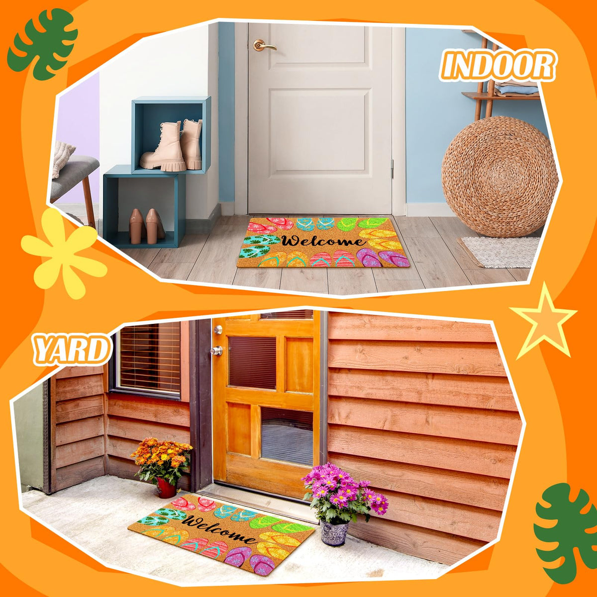 Mindsoft flip-flops pattern doormat adds vibrant beach-style decor