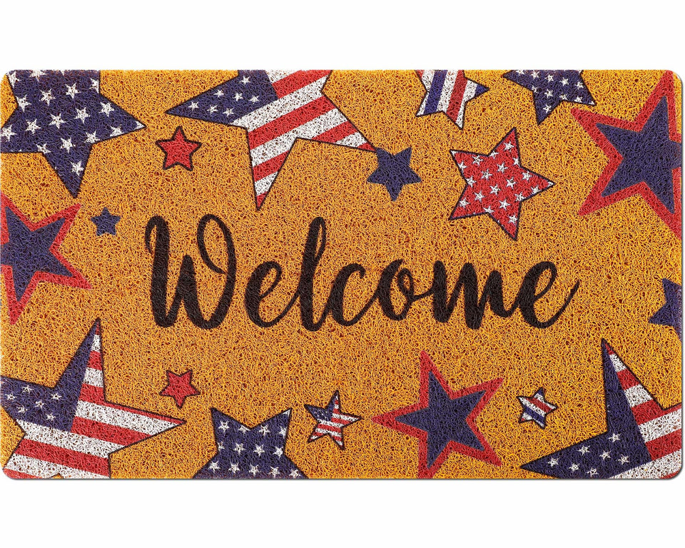 Mindsoft fourth of july doormat with stars pattern welcomes guests with patriotic style.