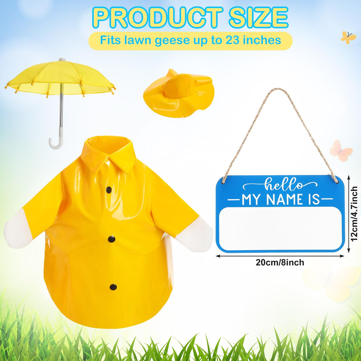 Mindsoft small umbrella accessory for goose statue protects in rain.