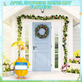 Polyester and plastic trim ensure durable, weather-friendly lawn decor.