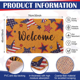 Mindsoft patriotic welcome mat features red blue white design to lift your entryway mood.