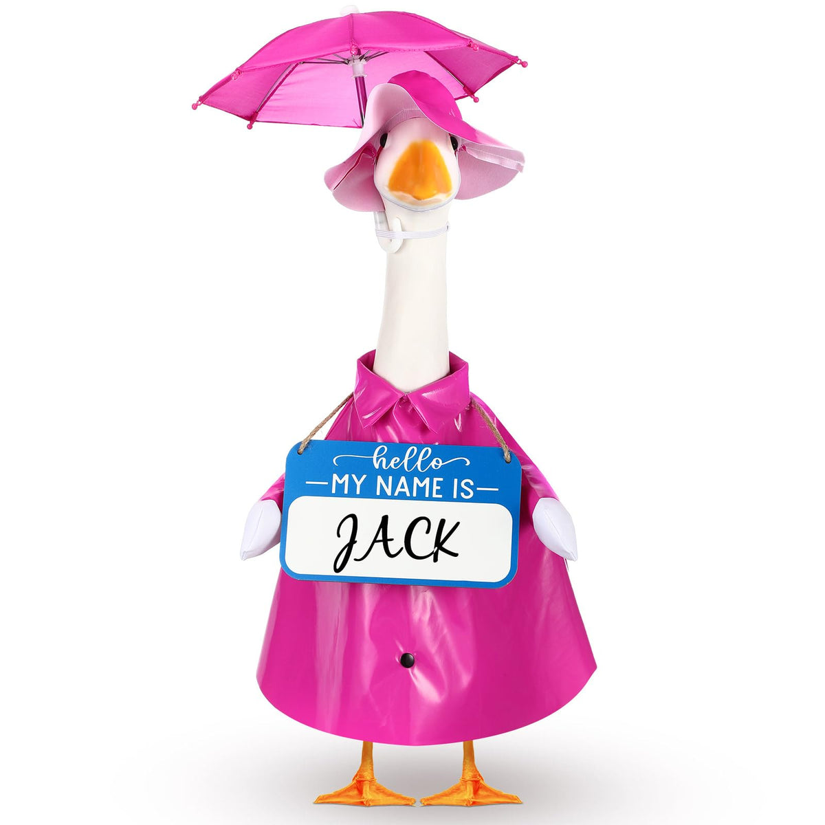 Mindsoft raincoat goose outfit in rose red for playful lawn decor