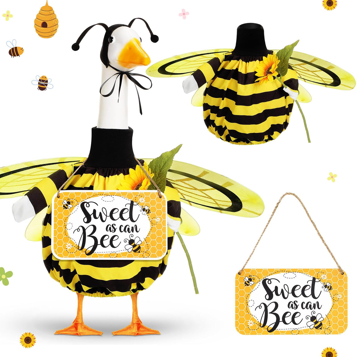 Mindsoft spring bee goose outfit with wings and sunflowers enhances curb appeal