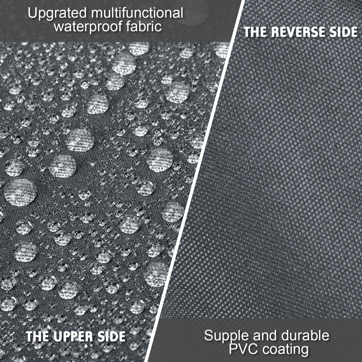 Mindsoft waterproof fabric cushion cover demonstrates rain protection and easy wipe-clean care.