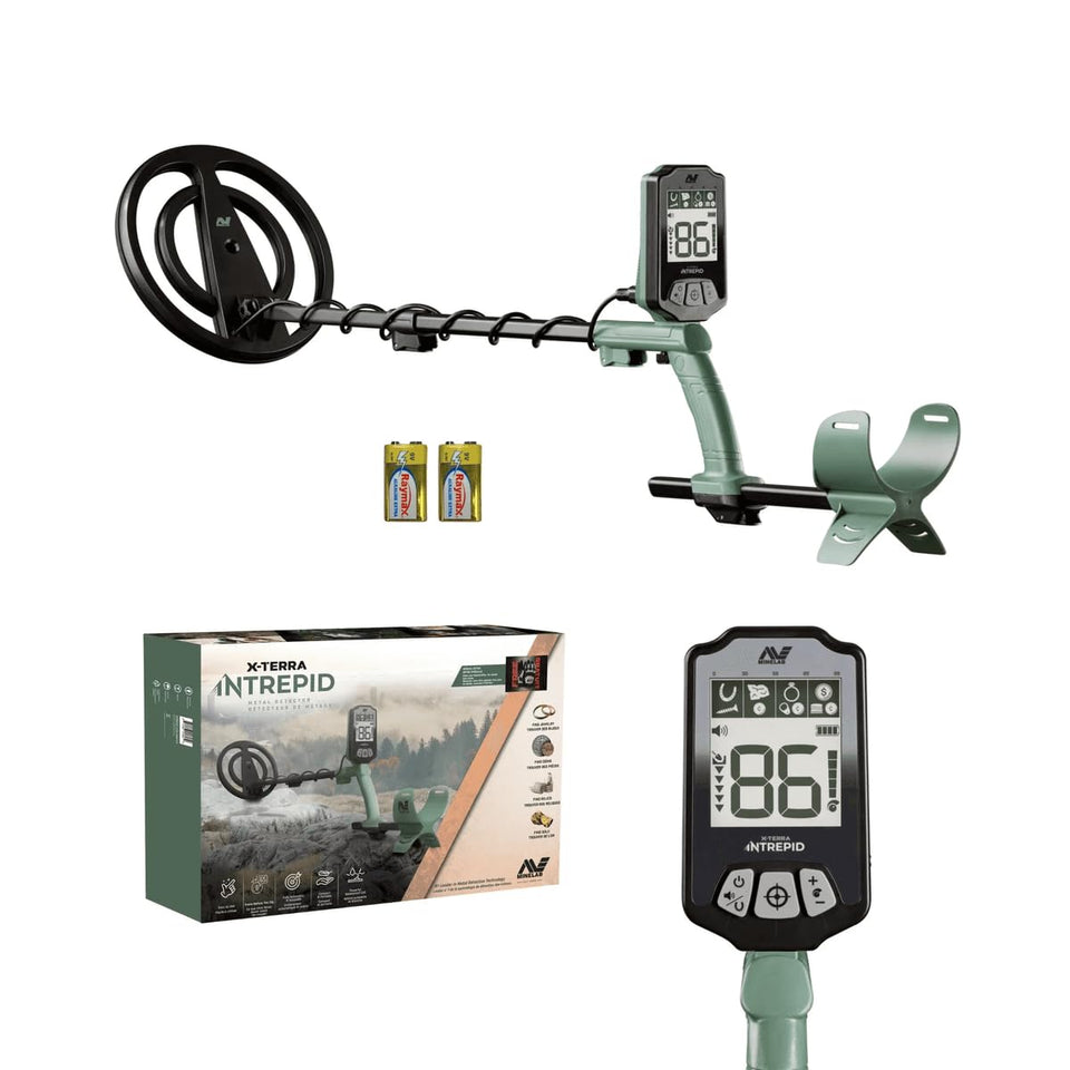 MINELAB X-Terra Intrepid waterproof coil lets you search shallow water confidently.