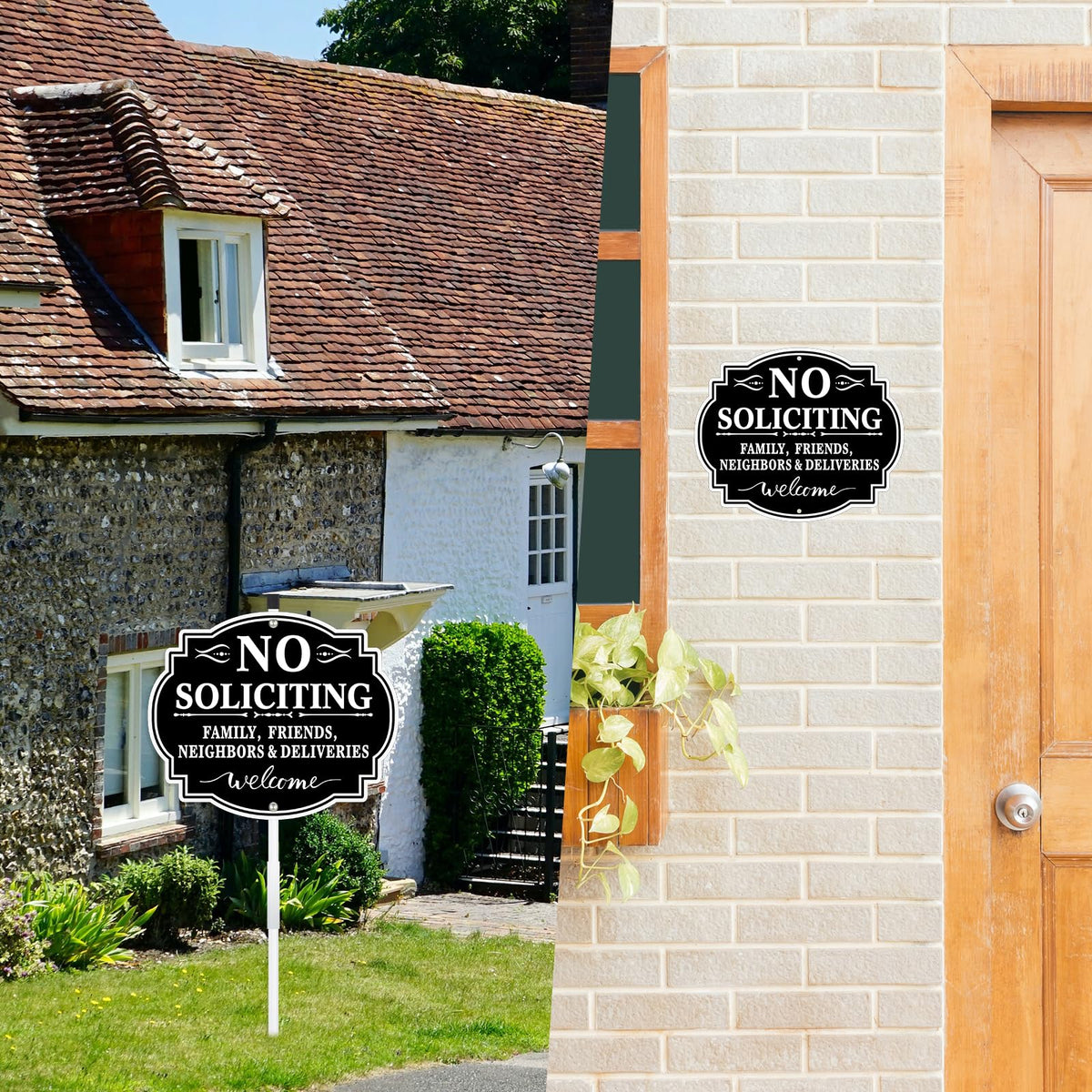 MINGHONG no soliciting sign ideal for homes, offices, stores, and apartments