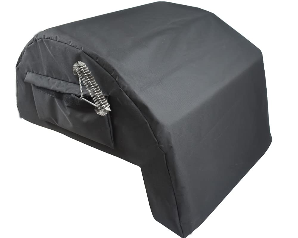 Mini Lustrous built-in grill cover front view shielding a 4-burner grill from rain and sun.