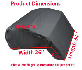 Mini Lustrous built-in grill cover side-pocket view showing tool storage for probes and thermometers.