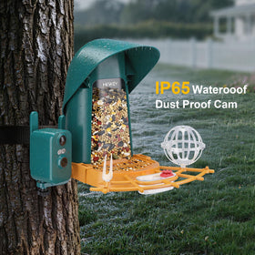 Minikey Smart Bird Feeder 2L capacity reduces refills.