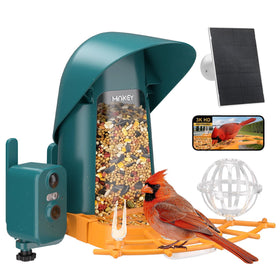Minikey Smart Bird Feeder front view for easy backyard setup.