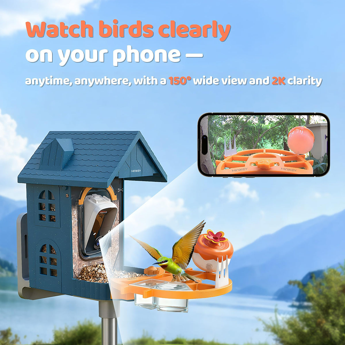 Minikey solar-powered bird feeder delivering eco-friendly energy