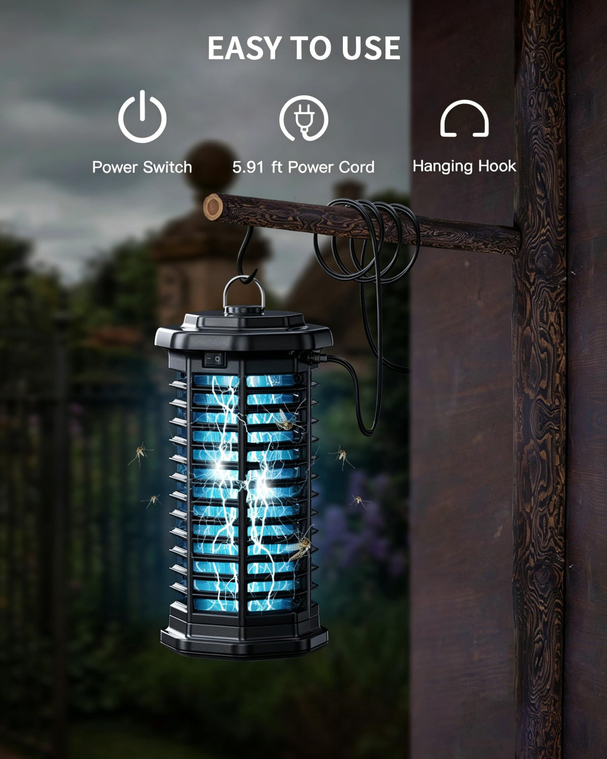 Minimoon Bug Zapper weatherproof exterior withstands rain for year-round outdoor use