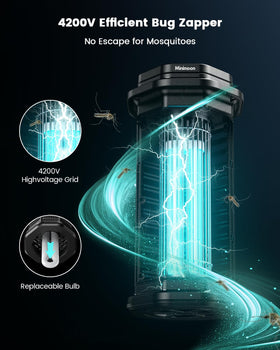 Minimoon Bug Zapper Outdoor features a 4ft cord for flexible power access.