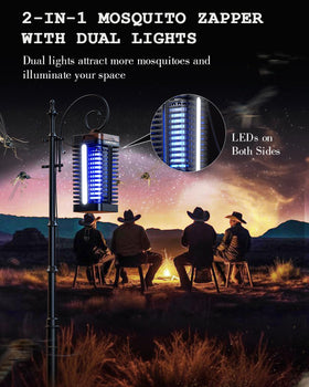 Minimoon Bug Zapper dual LED side light enhances ambient glow while attracting insects.