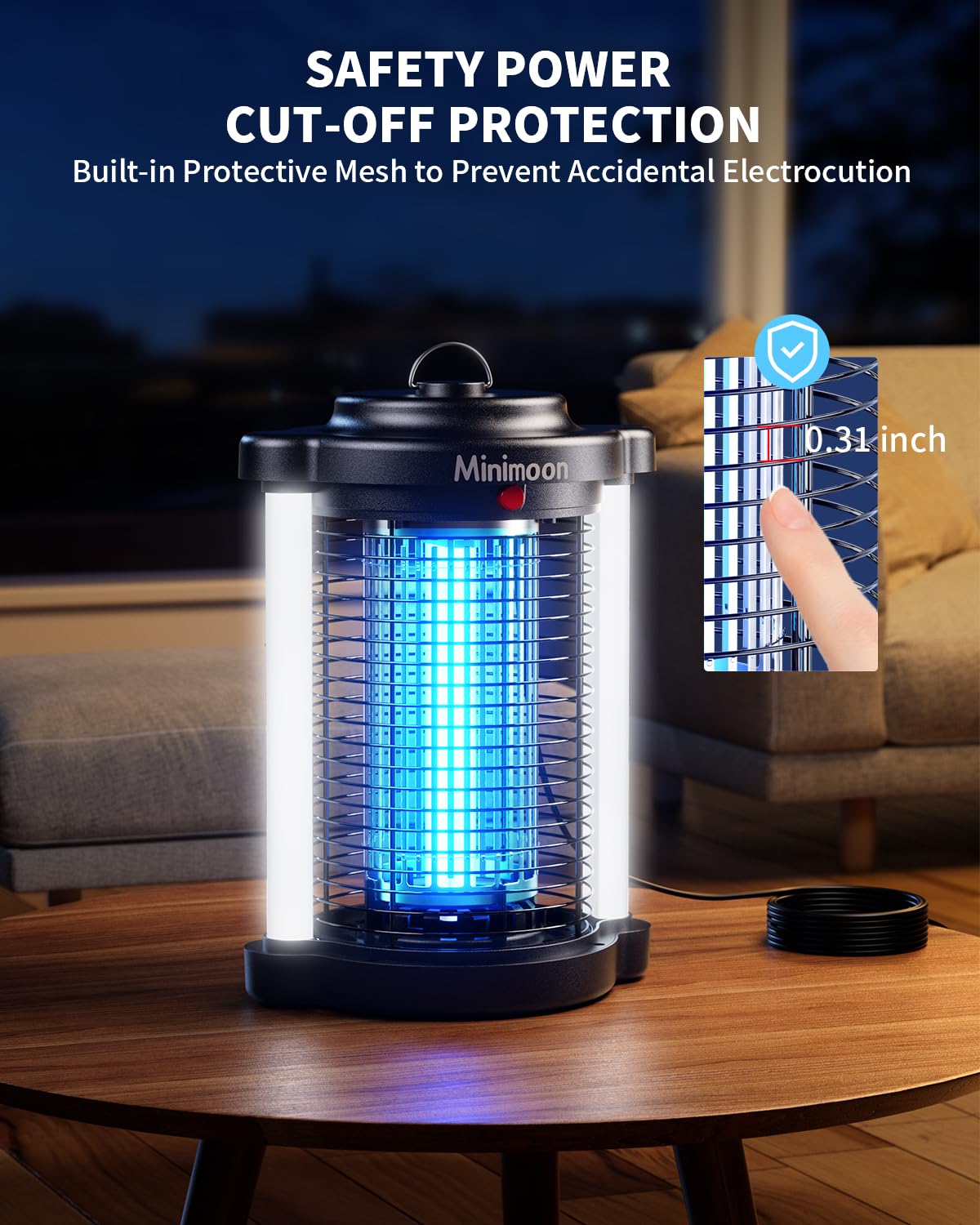 Minimoon Bug Zapper easy-clean tray facilitates post-use cleaning