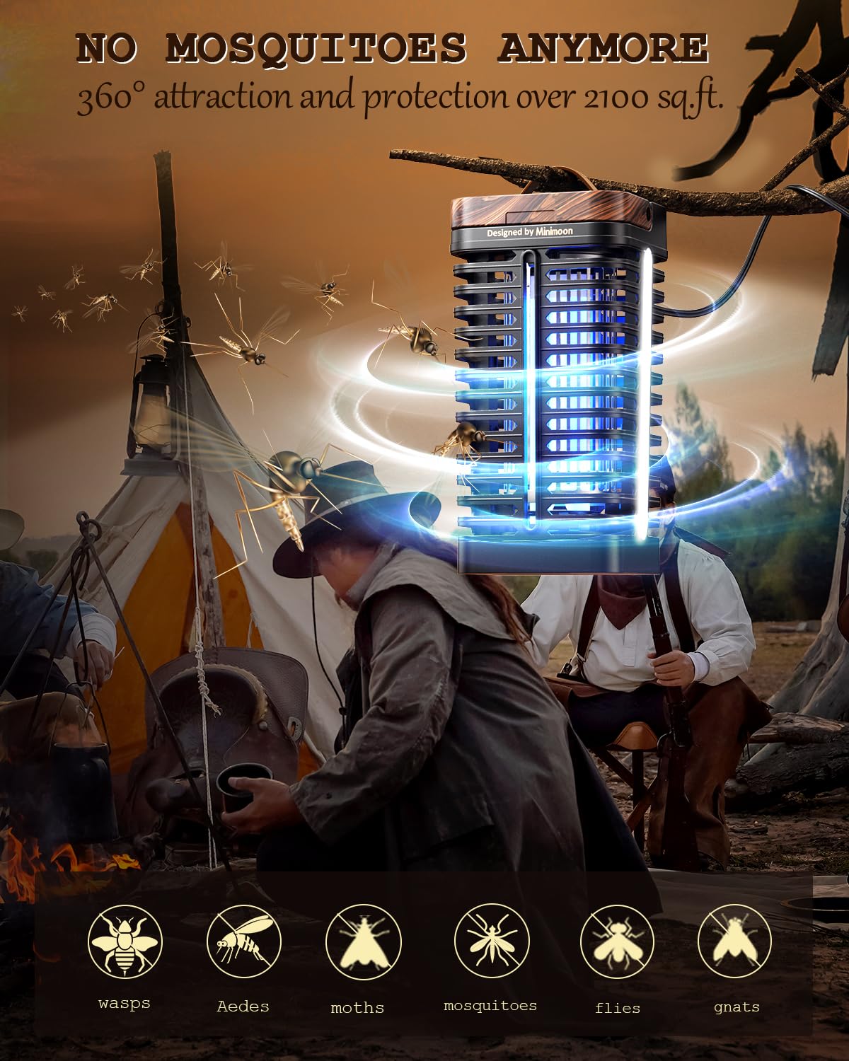 Minimoon Bug Zapper secure casing protects children and pets.