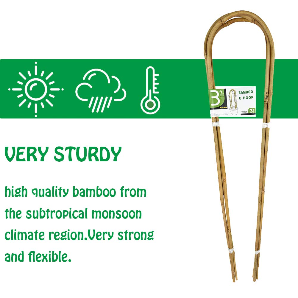 Mininfa bamboo trellis U-shape highlights natural, durable support for clematis and roses.