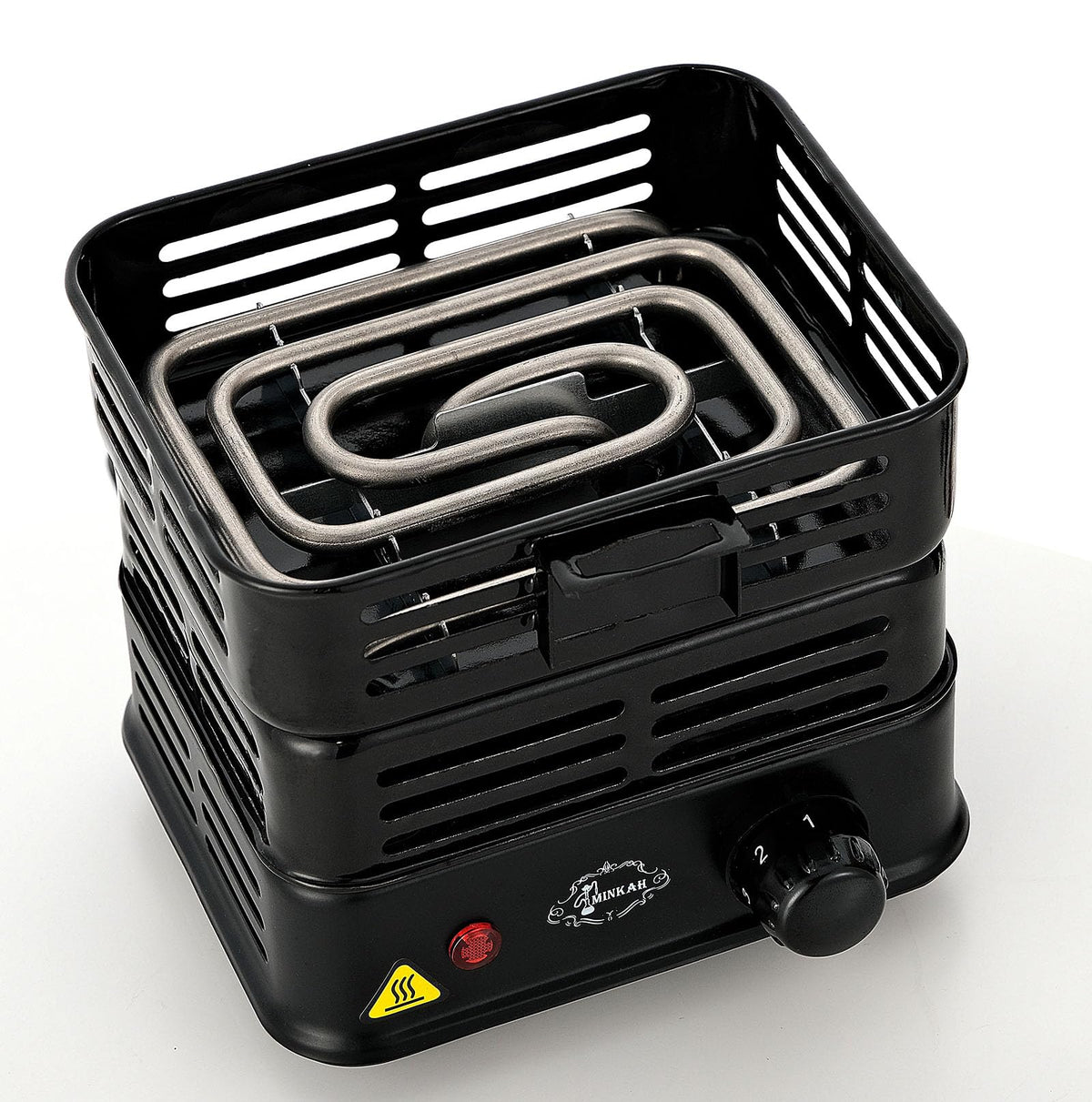 Minkah coal burner with portable compact body for travel.