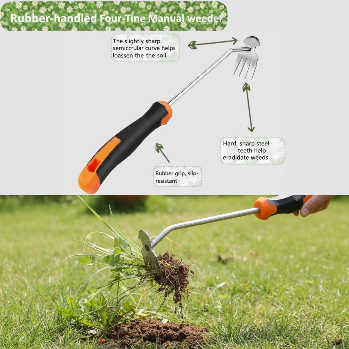 MINOVARA crevice weeder in L shape helps reach tight gaps between pavers.