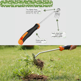 MINOVARA crevice weeder in L shape helps reach tight gaps between pavers.