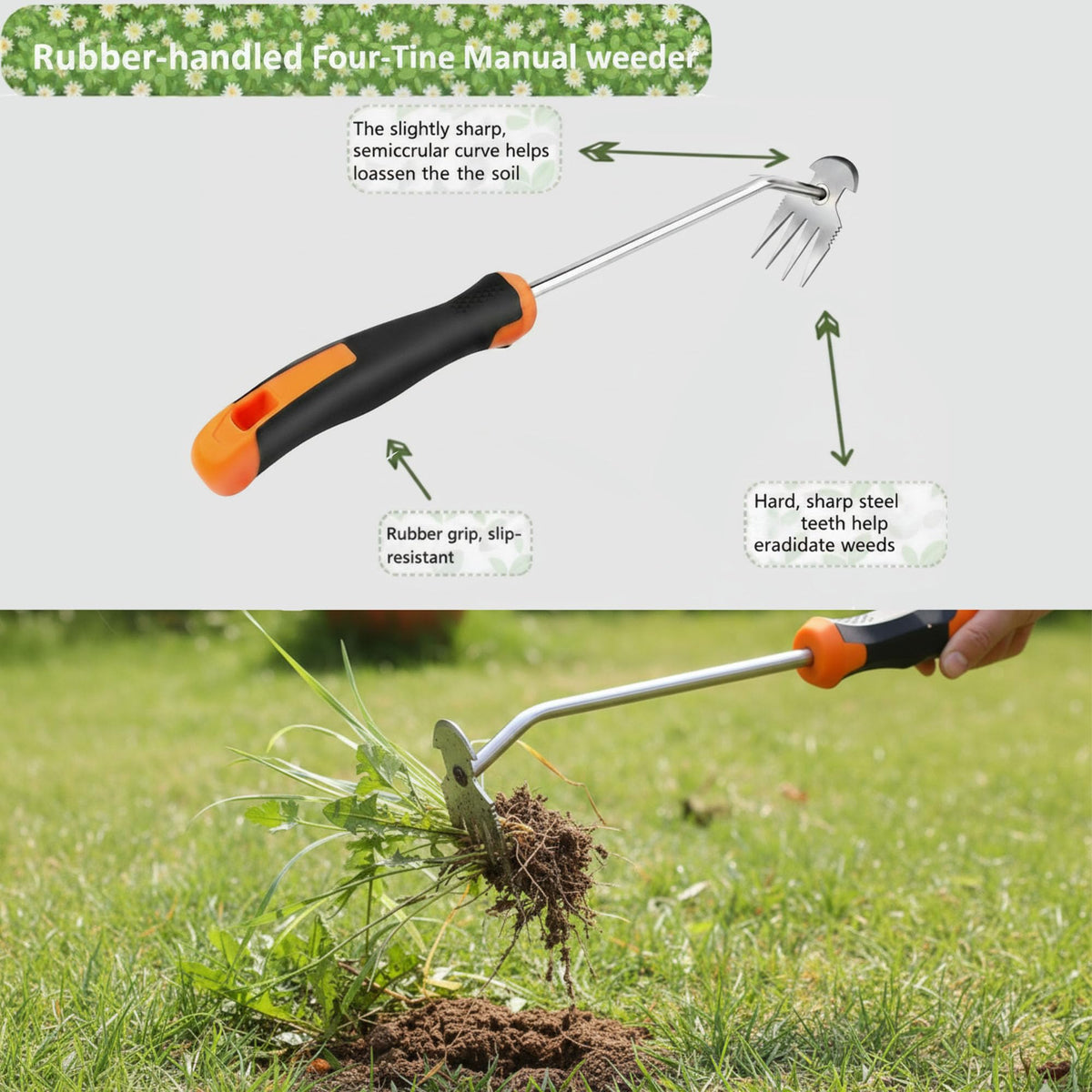 MINOVARA V-shaped uprooting weeder loosens stubborn weeds