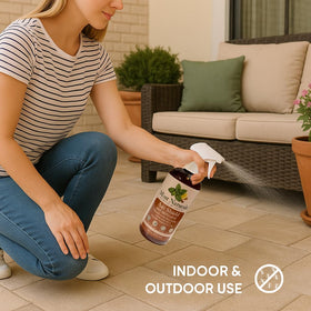 Mint Naturals outdoor ant spray around patio edge creates perimeter barrier