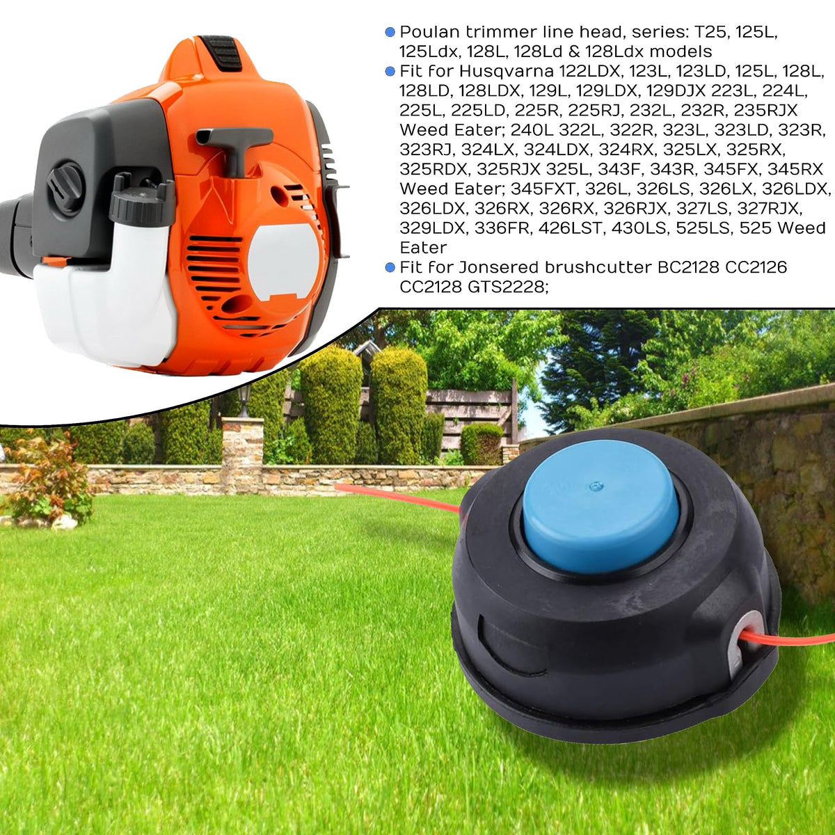 Mintu T25 trimmer head fits Husqvarna 129R and 129LK for replacement