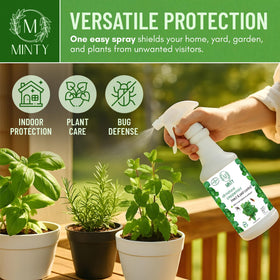 Minty indoor-outdoor pest use garden scene showing versatile coverage.