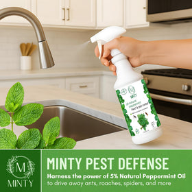 Minty peppermint oil pest-deterrent application for garden and patio protection.