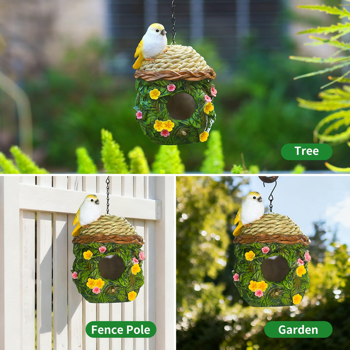 MINWOLF entrance hole 1.5 inches fits small songbirds securely.