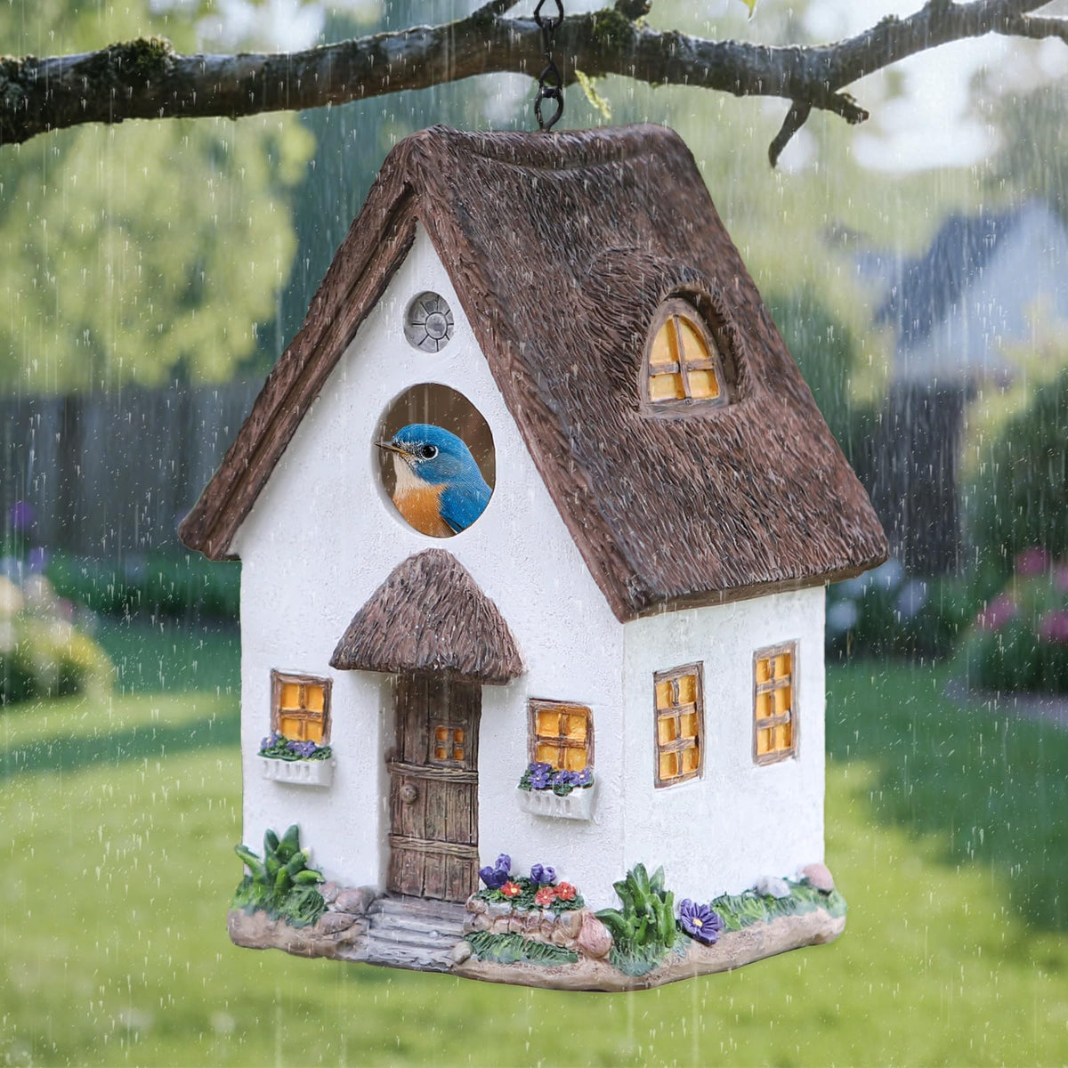 MINWOLF garden-friendly bird house enhances patio or yard aesthetics.