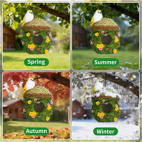 MINWOLF bird house with S-shaped hanging hook for easy mounting on trees or fences.