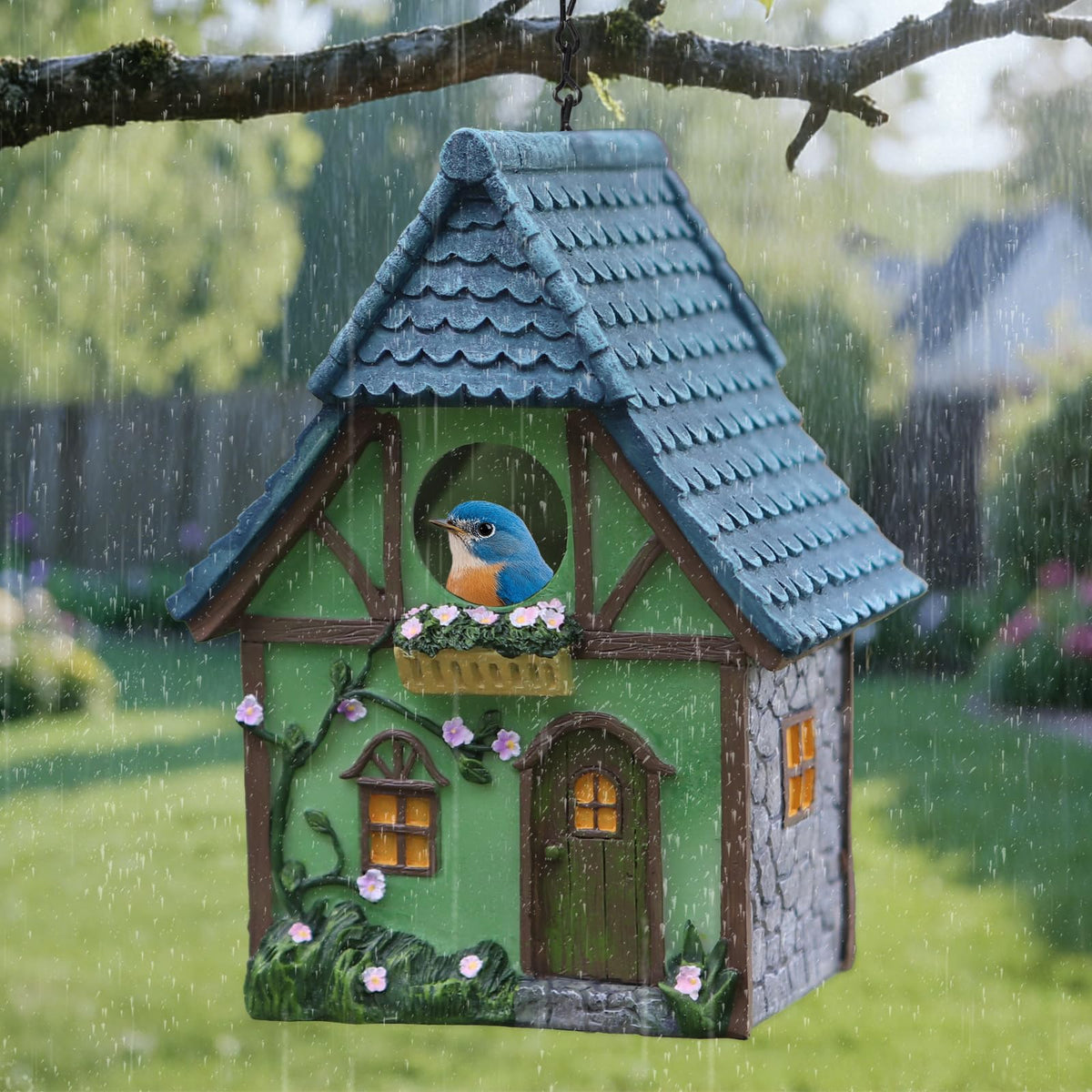 Retro exterior design makes a natural garden focal point.