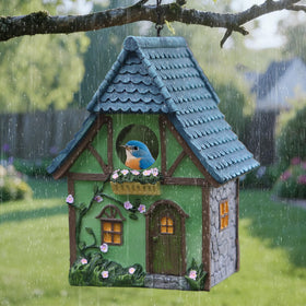Retro exterior design makes a natural garden focal point.