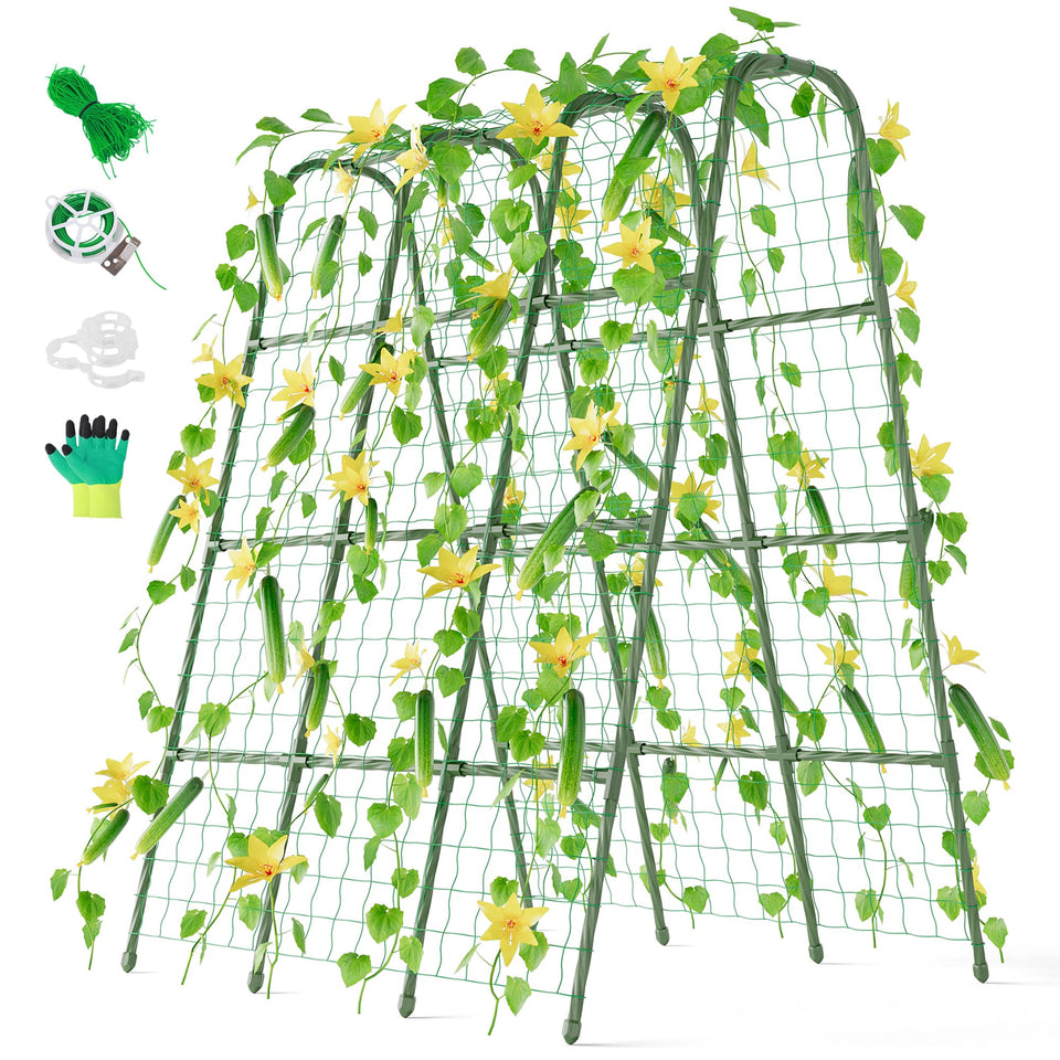 Miory cucumber trellis 63-inch U-shaped frame supports vertical growth for easy harvesting