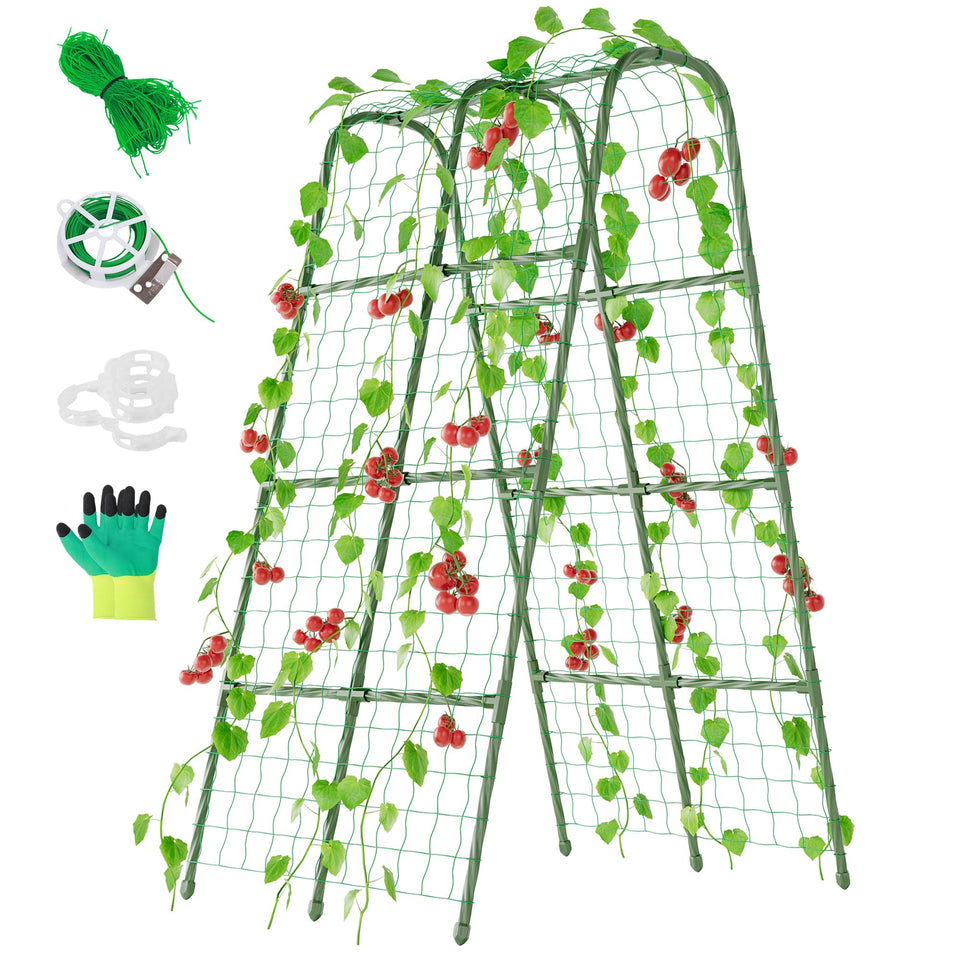 Miory cucumber trellis 63-inch U-shape frame supports climbing vines for raised beds