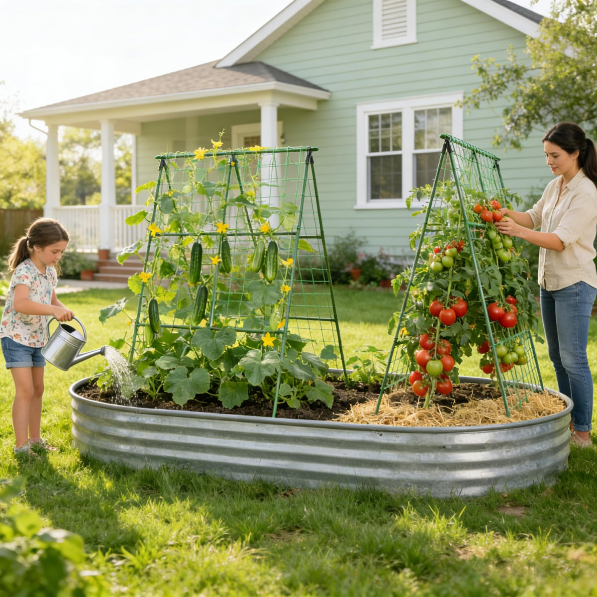 Miory multi-crop climbing plant support for cucumbers and tomatoes