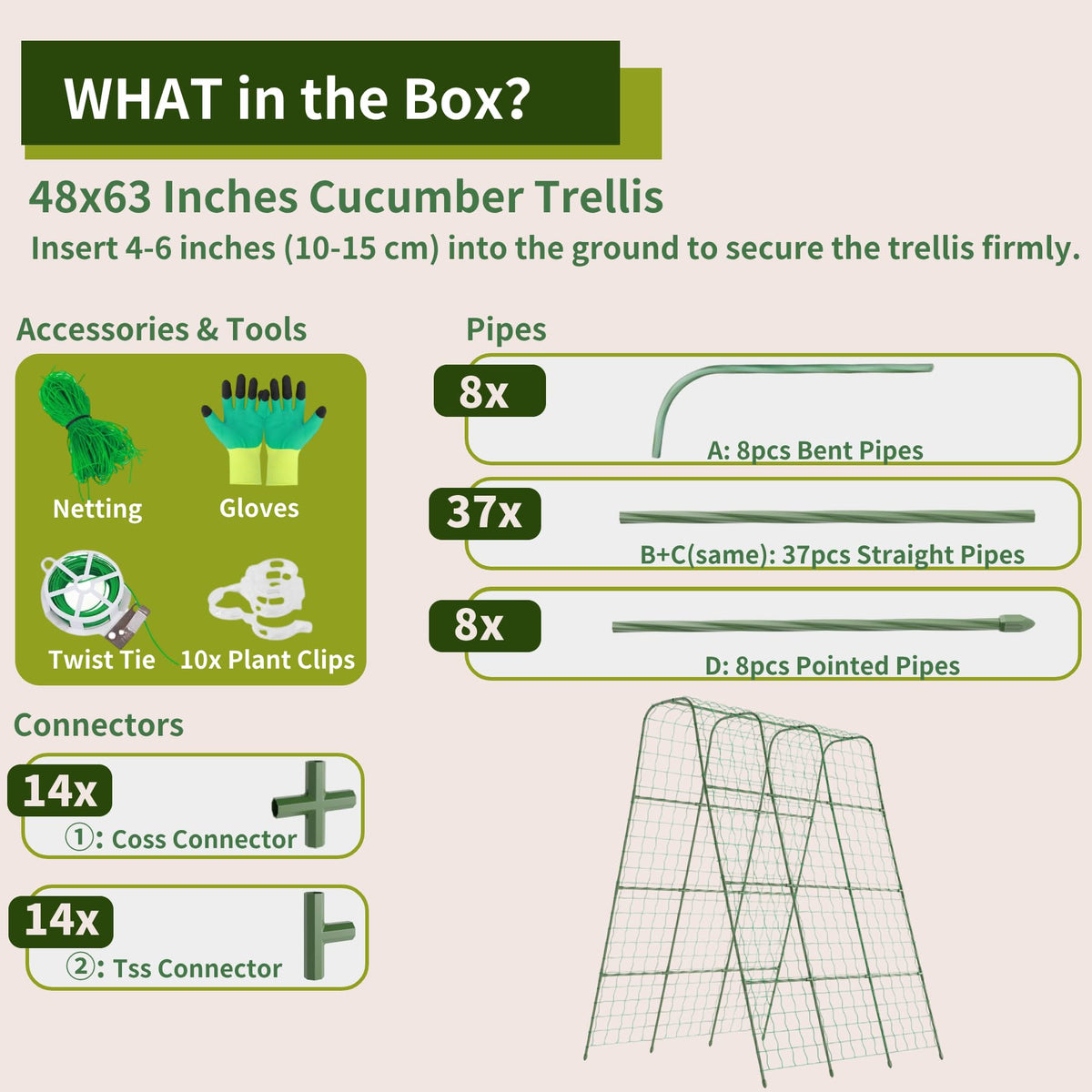 Miory raised-bed compatible trellis fits most beds for neat plant organization