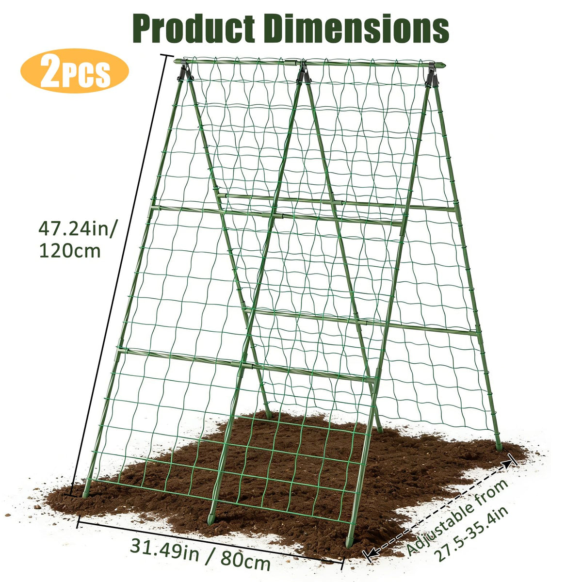 Miory two-pack A-frame trellises install quickly in raised beds