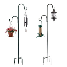 MIPON 2 pack double shepherd hooks ready to install for versatile garden hanging