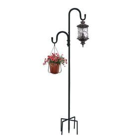 MIPON 78-inch double shepherds hook base prongs stabilize the structure for outdoor use.