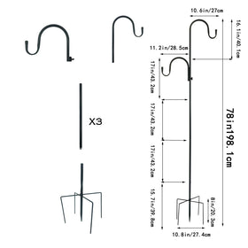 MIPON 78 inch shepherds hook supports lights and ornaments without sagging.