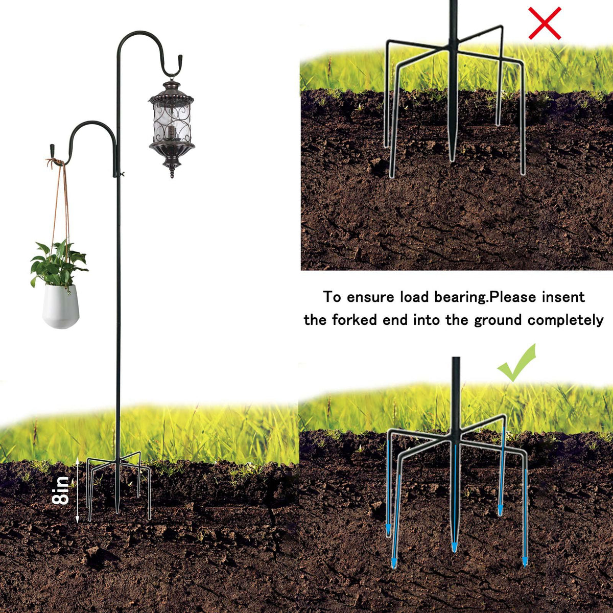 MIPON five-prong ground base provides strong stability for garden displays.